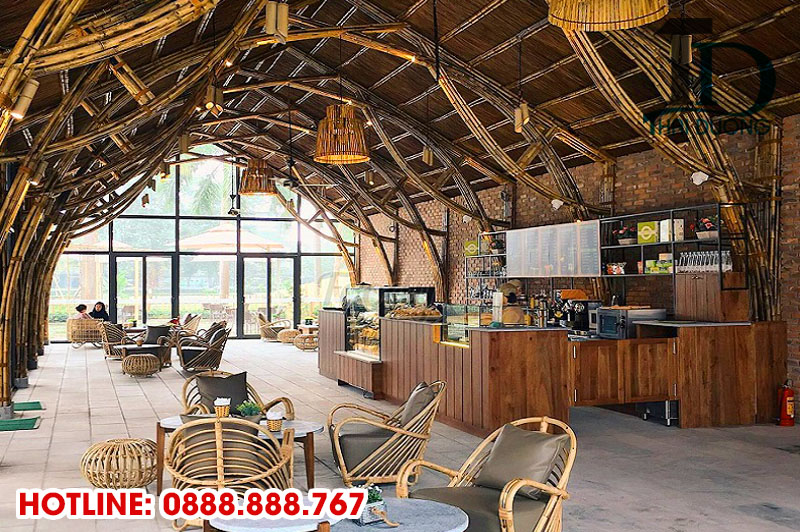 Trang trí quán cafe bằng tre trúc