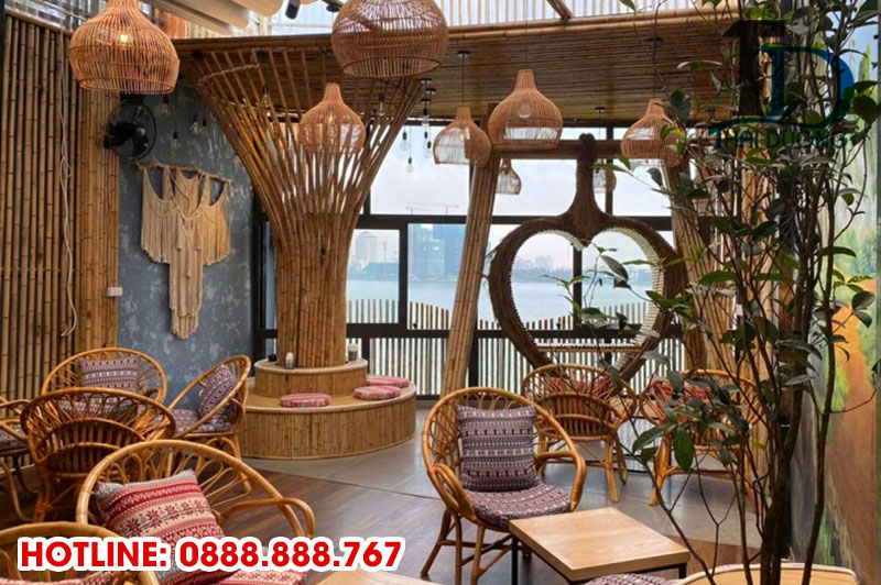 Trang trí quán cafe bằng tre trúc