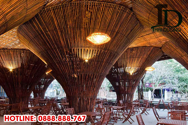 Trang trí quán cafe bằng tre trúc