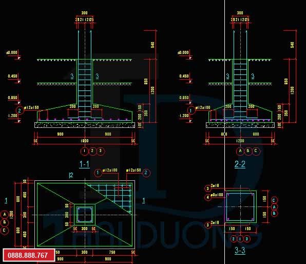 Bản vẽ kết cấu móng đơn