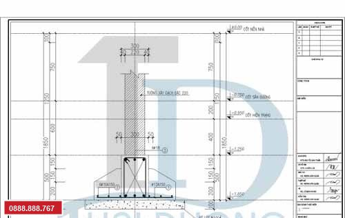Bản vẽ móng đơn nhà 2 tầng
