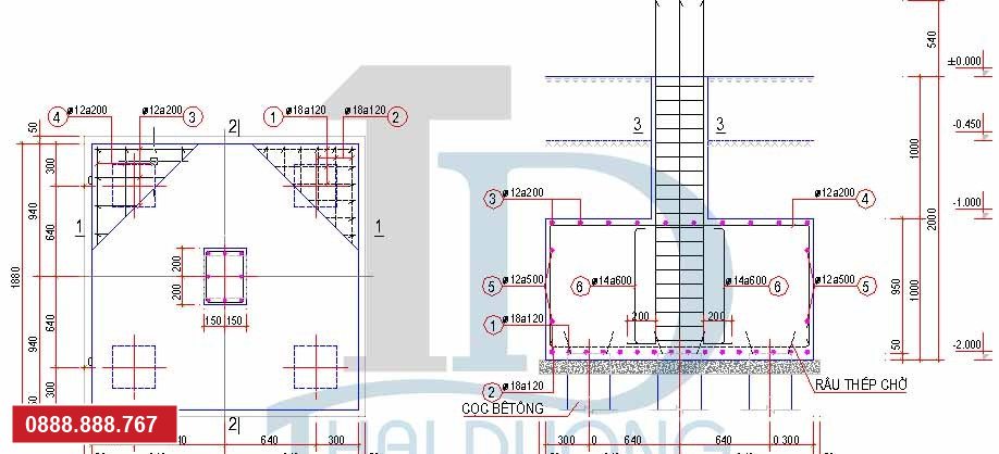 Bản vẽ thiết kế móng đơn
